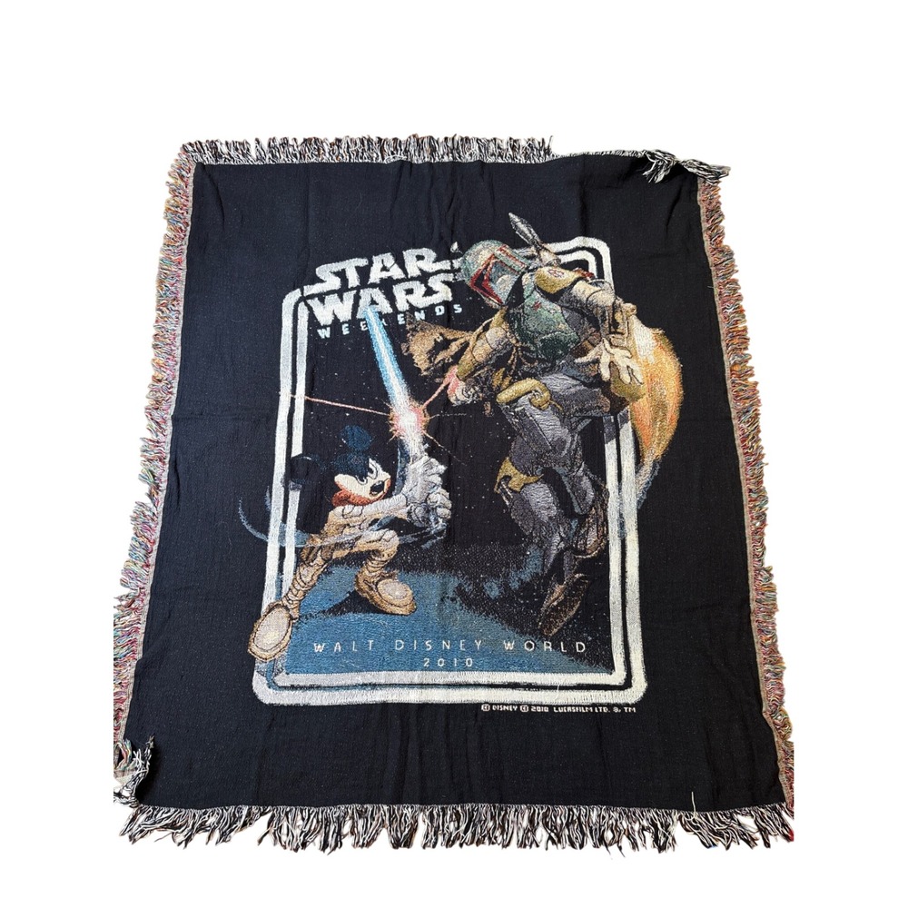Disney Star Wars Weekends 2010 Throw Blanket Black Boba Fett Mickey SIZE OS